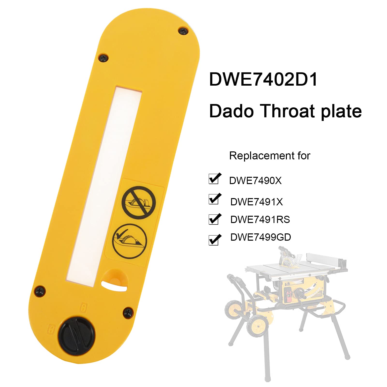 Dado Throat Plate, Table Saw Parts Insert Accessories Replacement for 10-Inch Portable Table Saw DEWALT DWE7490, DWE7491 Versiones