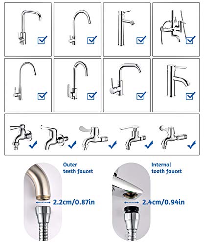 Kitchen Faucet Aerator Sink Tap Sprayer Head, 3 Molds Adjustable Faucet Sprayer, 360° Rotatable Faucet Extension Tubes, Booster, Water Saving and Anti-Splash