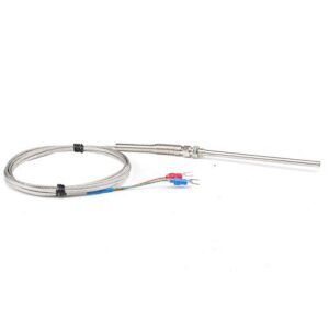 CGELE K-Type Thermocouple Temperature Sensors 0~600℃，2M/6.6Ft Wire Probe Length 100mm Two Wire 100×5mm Stainless Steel Probe Temperature Detector Temperature Gauge