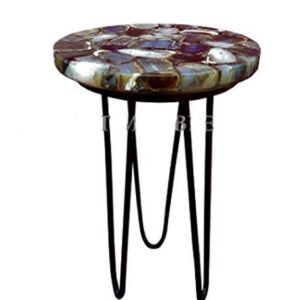 Modern Design Table, Natural Round Agate 21" x 21" Inch Table Top with Metal Stand, Round Agate Stone Table, Centerpiece, Agate Side Table, Piece Of Conversation, Family HeirLoom