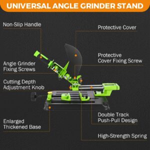 BEAMNOVA Upgraded Angle Grinder Stand Universal Fixed Grinder Holder Sliding Handle Bracket Adjustable 45 Degree Clamp with Protective Cover