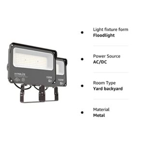 HYPERLITE LED Flood Light 150W 2 Pack 18000LM 5000K Daylight IP65 Waterproof Outdoor Floodlights UL Certified for Court,Garden,Warehouse