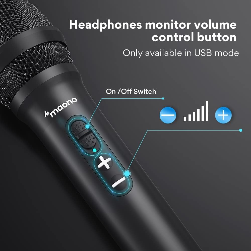 MAONO USB/XLR Podcast Dynamic Microphone, Studio Mic Kit with Volume Control, Shock Mount, Pop Filter, Ideal for Vocal, Instruments Recording, Voice Over, Live Streaming (HD300T)