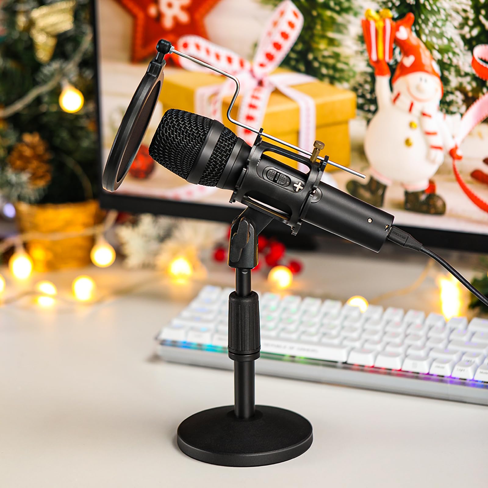 MAONO USB/XLR Podcast Dynamic Microphone, Studio Mic Kit with Volume Control, Shock Mount, Pop Filter, Ideal for Vocal, Instruments Recording, Voice Over, Live Streaming (HD300T)