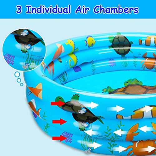 2 Packs Toddler Pools 47" Inflatable Baby Pool Dinosaur Sea Pool for Kids 3 Ring for Outside Kiddie Swimming Pool for Backyard Boys Girl Play Water Summer Toys Indoor Outdoor Age 3 4 5 Years Old