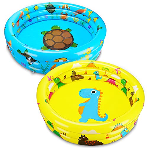 2 Packs Toddler Pools 47" Inflatable Baby Pool Dinosaur Sea Pool for Kids 3 Ring for Outside Kiddie Swimming Pool for Backyard Boys Girl Play Water Summer Toys Indoor Outdoor Age 3 4 5 Years Old