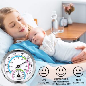 Weewooday 3 Pieces Mini Thermometer Hygrometer Indoor Outdoor Thermometer Temperature Humidity Monitor Gauge Temperature Monitor for Home Wall Room Incubator Tank (Silver)