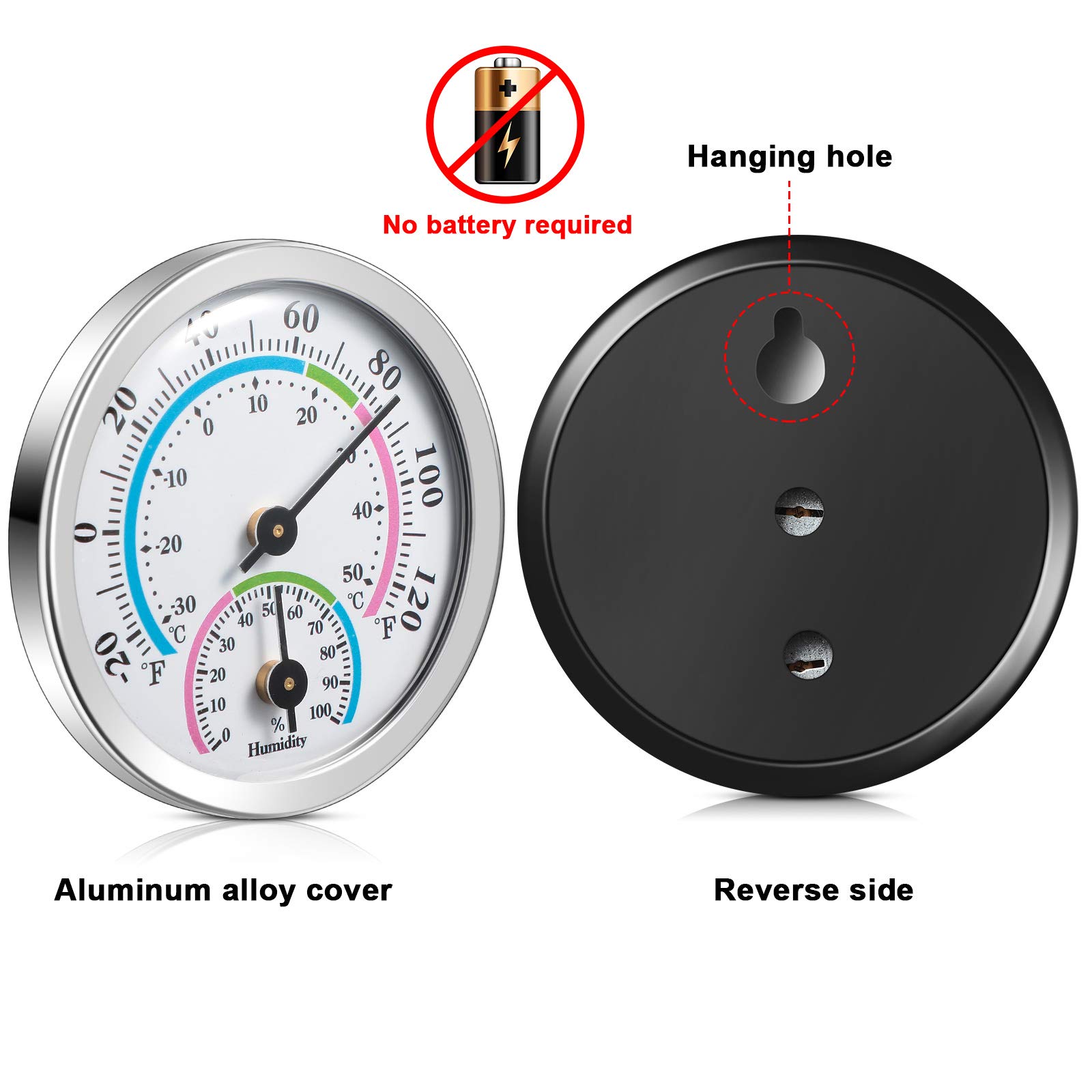 Weewooday 3 Pieces Mini Thermometer Hygrometer Indoor Outdoor Thermometer Temperature Humidity Monitor Gauge Temperature Monitor for Home Wall Room Incubator Tank (Silver)