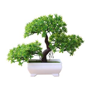 WskLinft Artificial Bonsai Natural Lifelike Plastic Welcome Pine Bonsai Home Office Green