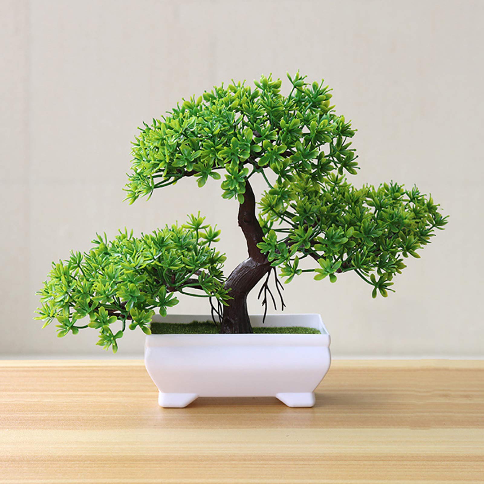 WskLinft Artificial Bonsai Natural Lifelike Plastic Welcome Pine Bonsai Home Office Green