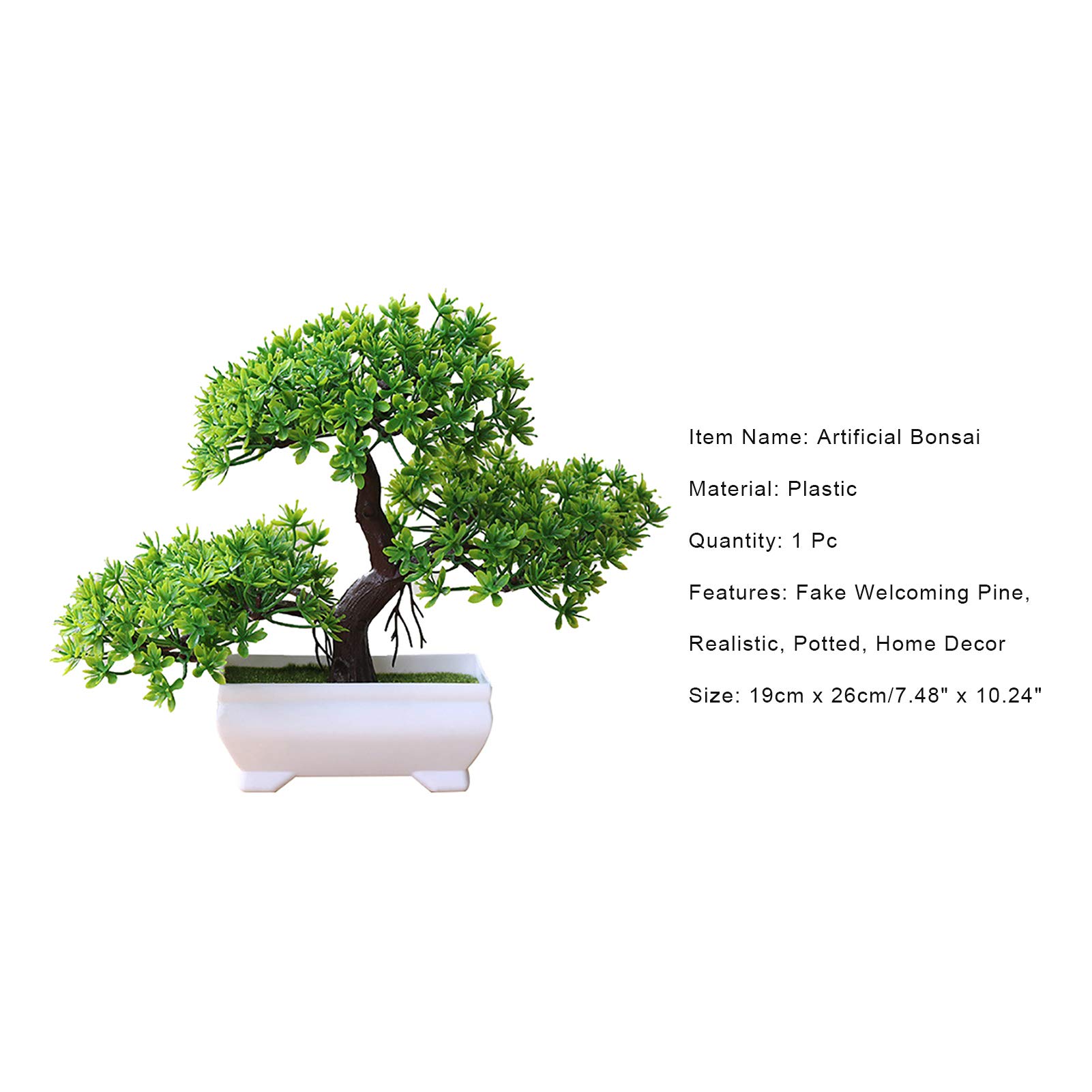 WskLinft Artificial Bonsai Natural Lifelike Plastic Welcome Pine Bonsai Home Office Green