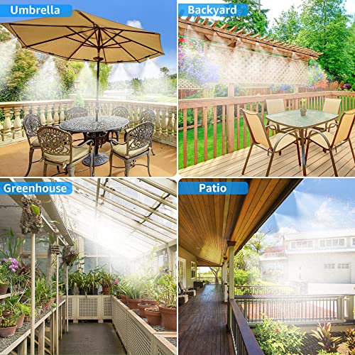 MIXC Misters for Outside Patio, Outdoor Water Misting System, 75FT(23 M) Misting Line +28 Mist Nozzles +3/4" Brass Adapter, Mist Cooling Kit for Outdoor Garden Backyard Trampoline Umbrella