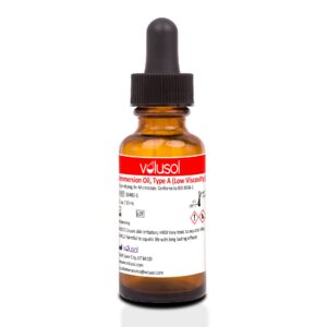 volu-sol microscope immersion oil | type a (low viscosity), | safe for all lenses | dropper lid | clear| odorless | 150 centistokes | microscopy oil for clear imaging 30ml / 1 oz.