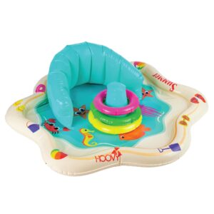 inflatable baby splash mat with backrest & fun stackable rings | inflatable infant pad / pool | summer toys