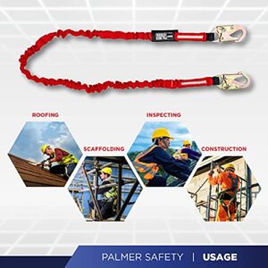 Palmer Safety L121133 6 FT Single Leg Safety Lanyard Internal Shock Absorber w/Dual Snap Hooks I OSHA/ANSI Compliant Restraint Lanyards I Ideal Use for Arborist, Roofer & Construction Workers