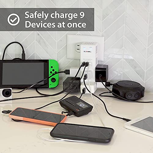 Swivel Power by Bell+Howell Power Strip Rapid Charging Station USB Outlet Extender with Surge Protection –180 Degree Swiveling Design with 6 Electrical Outlets 3 USB Ports As Seen On TV Set of 2