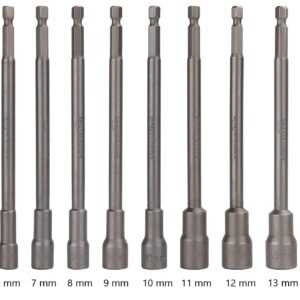 Amazon Basics 1/4-Inch Magnetic Impact Nut Driver Bit Set, 8 Piece, 10.04 in x 4.33 in x 0.98 in