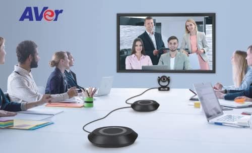 AVer VC520 Pro2 Conferencing Camera - Enterprise-Grade PTZ Video Conferencing System for Conference Rooms - with Full-Duplex Speakerphone - 1080p - 18X Total Zoom - IP Streaming - Professional Webcam