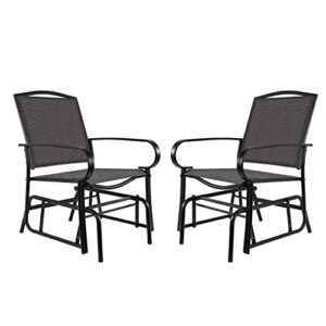 amazon basics outdoor patio textilene glider chair - set of 2, black, 30.3"d x 24.21"w x 36.2"h