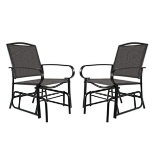 Amazon Basics Outdoor Patio Textilene Glider Chair - Set of 2, Black, 30.3"D x 24.21"W x 36.2"H