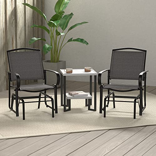 Amazon Basics Outdoor Patio Textilene Glider Chair - Set of 2, Black, 30.3"D x 24.21"W x 36.2"H