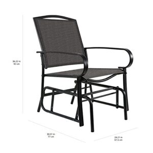 Amazon Basics Outdoor Patio Textilene Glider Chair - Set of 2, Black, 30.3"D x 24.21"W x 36.2"H