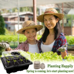 Halatool Seed Starter Kit 4 Pack 48 Cells Black Seed Starter Tray with 50 PCS Peat Pellets for Seedlings Organic Seed Stater Soil Pods for Planting Vegetables Plants Flowers & Starting Seeds