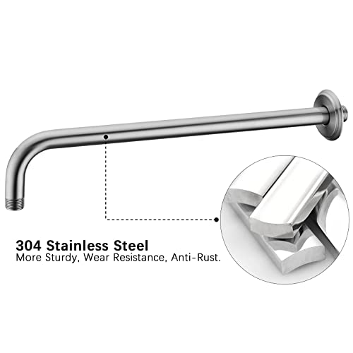 Anpean 16 Inch L-Shaped Shower Arm with Flange, Wall Mounted Rain Shower Head Extension Arm, Brushed Nickel