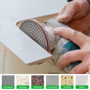 4 Inch Diamond Polishing Pads, 12PCS Wet/Dry Granite Stone 50-6000 Grit for Drill, Grinder, Polisher - For Concrete Marble Stone Countertop Quartz