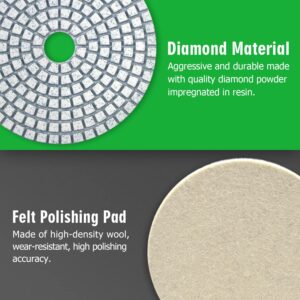 4 Inch Diamond Polishing Pads, 12PCS Wet/Dry Granite Stone 50-6000 Grit for Drill, Grinder, Polisher - For Concrete Marble Stone Countertop Quartz