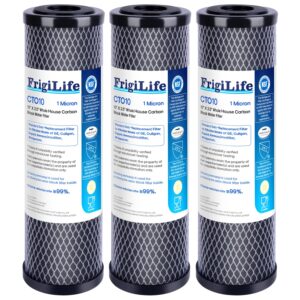 frigilife 1 micron 10" x 2.5" whole house cto carbon sedimen water filter compatible dupont wfpfc8002, wfpfc9001, scwh-5, whcf-whwc, fxwtc, ro unit for under sink & countertop filtration system,3pack