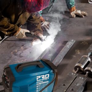 Prostormer Welding Machine, MIG/TIG/MMA 3 in 1 Multifunctional Welder with Digital Display, Electrode Holder, Earth Clamp, Input Power Adapter Cable and Brush