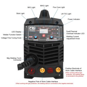 Prostormer Welding Machine, MIG/TIG/MMA 3 in 1 Multifunctional Welder with Digital Display, Electrode Holder, Earth Clamp, Input Power Adapter Cable and Brush