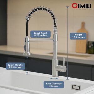 GIMILI Spring Kitchen Sink Faucet with Soap Dispenser Brushed Nickel