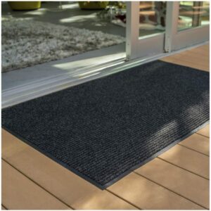 UNIMAT 3x5 (36"x60") Dual Ribbed Outdoor-Indoor Doormat with Waterproof Charcoal Rubber Backing - Stylish Welcome Mat, Perfect for Home, Office, and Kitchen Entrances