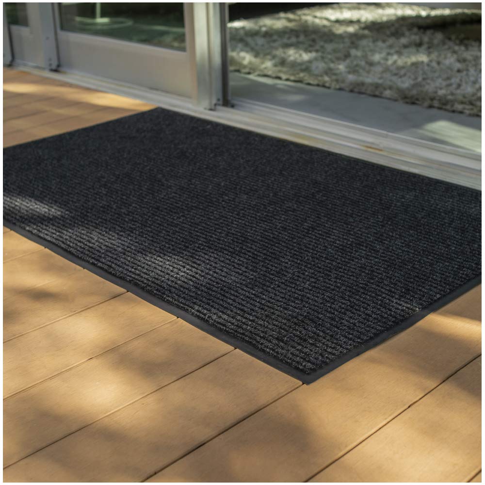 UNIMAT 3x5 (36"x60") Dual Ribbed Outdoor-Indoor Doormat with Waterproof Charcoal Rubber Backing - Stylish Welcome Mat, Perfect for Home, Office, and Kitchen Entrances