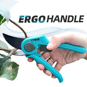 Pruning Shears for Gardening 8”Stainless Steel Gardening Hand Pruner, Bypass Pruning Shears Steel Blades with Adjustable Up to 5/8" Cut, Non-stick Coating