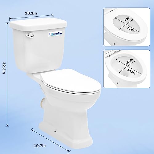 700watt Macerator Toilet, 1HP Two Piece Upflush Toilet Kit Included Toilet Bowl, Water Tank, Soft Closing Seat, Extension Pipe Between Toilet and Pump,Automatic Start and Stop (FLOWC-700)