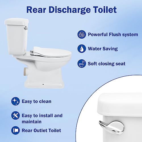 700watt Macerator Toilet, 1HP Two Piece Upflush Toilet Kit Included Toilet Bowl, Water Tank, Soft Closing Seat, Extension Pipe Between Toilet and Pump,Automatic Start and Stop (FLOWC-700)