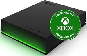 seagate game drive for xbox 4tb external hard drive portable hdd - usb 3.2 gen 1, black with built-in green led bar , xbox certified, 3 year rescue services (stkx4000402)