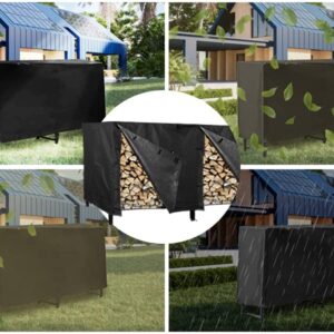 Gardeny Firewood Rack Cover 8 Feet, Waterproof Log Rack 600D Oxford Fabric Cover, Heavy Duty Wood Rack Covering, All Weather Protection, Wood Holder Cover Woodpile Shelter, For Indoor & Outdoor Black