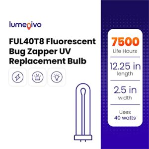 lumenivo FUL40T8 Fluorescent Black Light Bug Zapper Ultraviolet Replacement Bulb 40 Watt, G10Q-4 Square 4 Pin Base, T8 U Shape Bug Zapper Bulb Replacement - 1 Pack