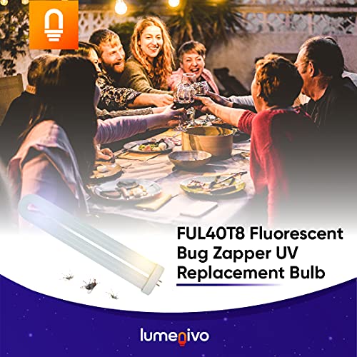 lumenivo FUL40T8 Fluorescent Black Light Bug Zapper Ultraviolet Replacement Bulb 40 Watt, G10Q-4 Square 4 Pin Base, T8 U Shape Bug Zapper Bulb Replacement - 1 Pack