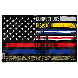 anley fly breeze 3x5 foot multi line american flag - vivid color and fade proof - canvas header and double stitched - supporting our first responders flags polyester with brass grommets 3 x 5 ft