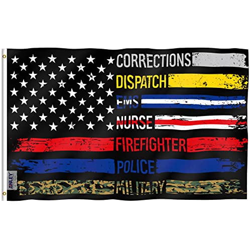 Anley Fly Breeze 3x5 Foot Multi Line American Flag - Vivid Color and Fade proof - Canvas Header and Double Stitched - Supporting Our First Responders Flags Polyester with Brass Grommets 3 X 5 Ft