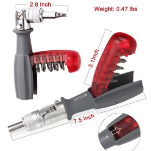 Deselen Ratcheting Screwdriver with Magnetic Bit Ratchet, Multi Bit Set, 10 in 1 Screwdriver Small Pocket Stubby Design, 1 Pack All in One Screwdriver (Red)