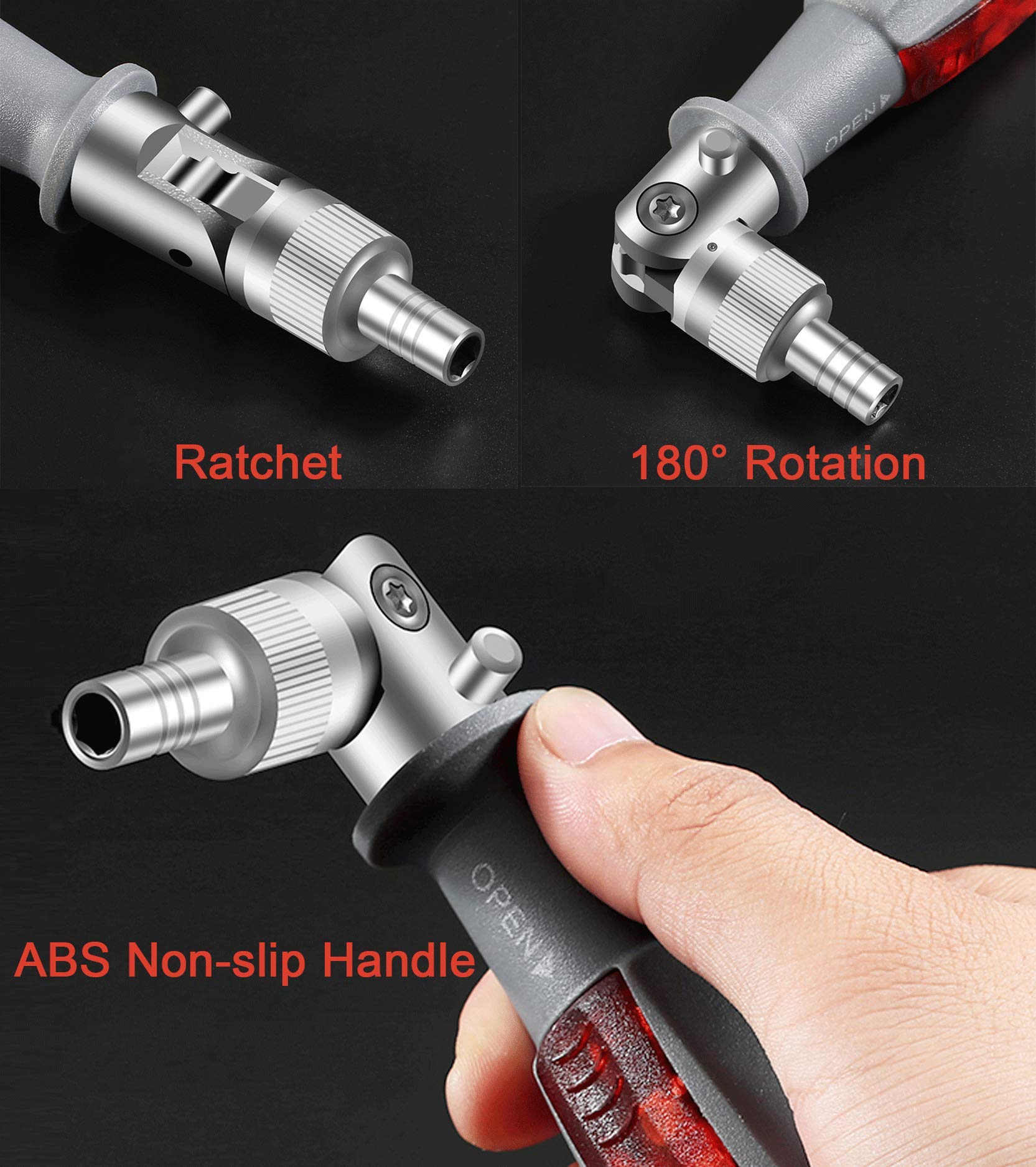 Deselen Ratcheting Screwdriver with Magnetic Bit Ratchet, Multi Bit Set, 10 in 1 Screwdriver Small Pocket Stubby Design, 1 Pack All in One Screwdriver (Red)