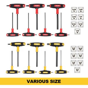 Topline 14-Piece Allen Wrench Set, Metric&SAE T-Handle, Long Arm Hex Key Set with Storage Box, Portable Allen Key Set for Basic Home Repair and Mechanical Maintenance