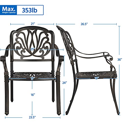 Yaheetech Cast Aluminum Dining Chairs Set of 2, Stackable Patio Dining Chairs Patio Furniture for Garden Deck Antique, Bronze