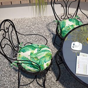 LVTXIII Outdoor All Weather Bistro Seat Cushions, Comfortable Fluffy Tufted Patio Chair Cushions Round 15"x15"x4" Set of 2 for Home Garden Furniture, Swaying Palms Capri